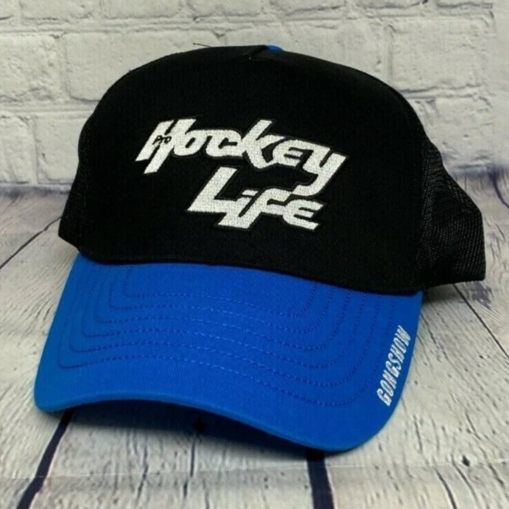 Pro Hockey Life Hat Cap Snapback Black Blue Gong Show Trucker Mesh One Fit